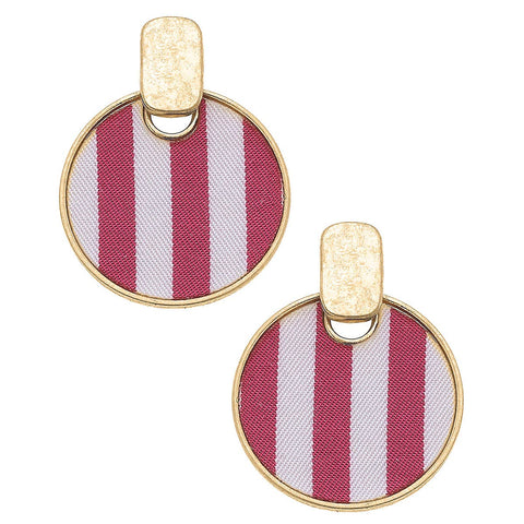 Pink Cabana Stripes Disc Earrings