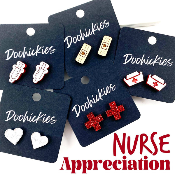 Nurse Appreciation Singles -Nurse Earrings: "Little Pinch" Shot