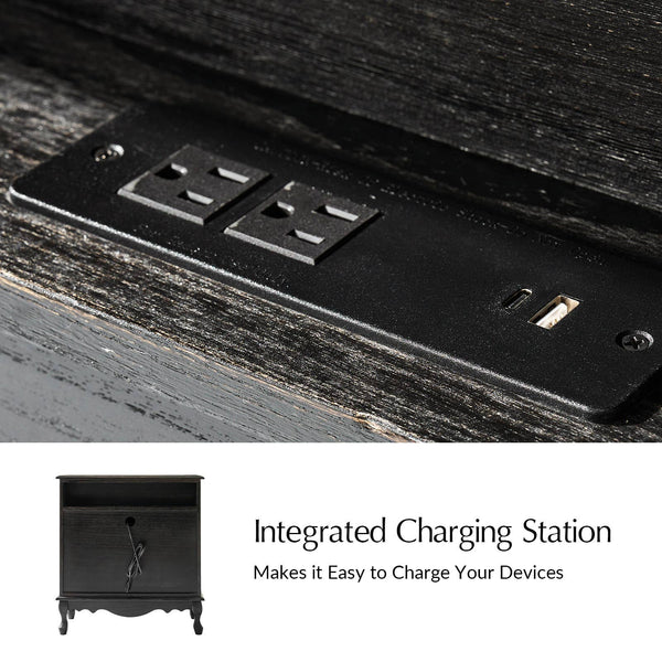 Cedar 3-Drawer Nightstand: Charcoal