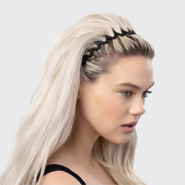 Black/Tort Plastic Zig Zag Headband 2pc