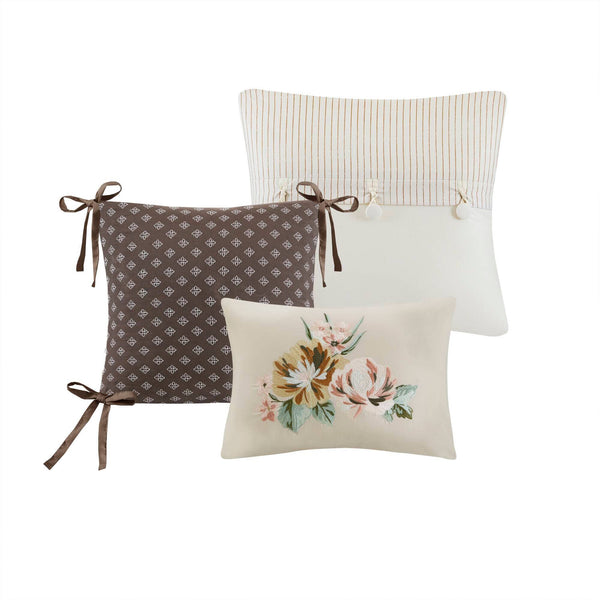 7 Piece Vintage Floral Comforter Set, Terracotta: Queen