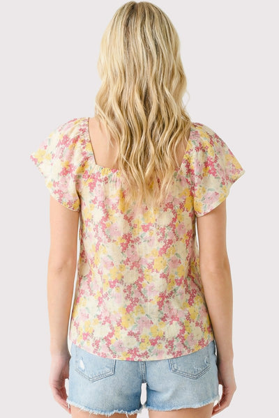 Flutter Sleeve Floral Printed Top