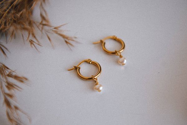 Stardust Pearl Hoop Earrings