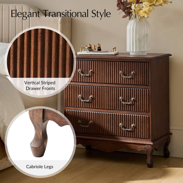 Cedar 3-Drawer Nightstand: Charcoal