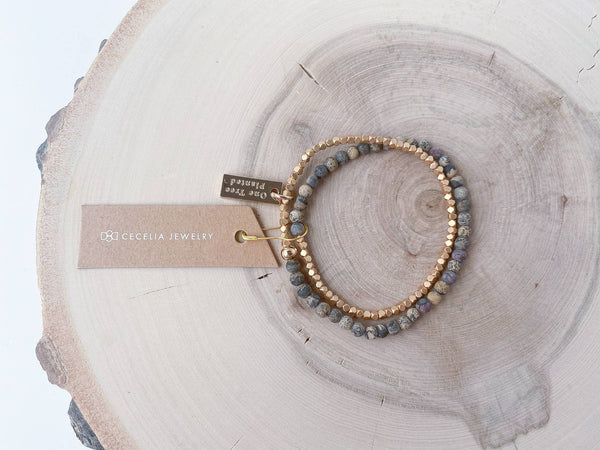 Bamboo Agate Double Wrap Bracelet