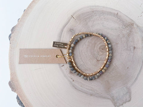 Beaded Artistic Jasper Double Wrap Bracelet