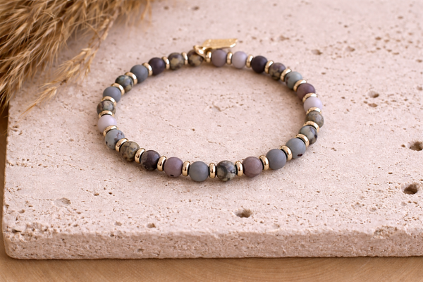 Genuine Gemstone and Gold Spacer Bead Bracelets : Artistic Jasper