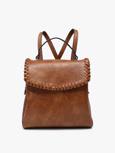 BP2473 Blossom Whipstitch Trim Backpack: Brown