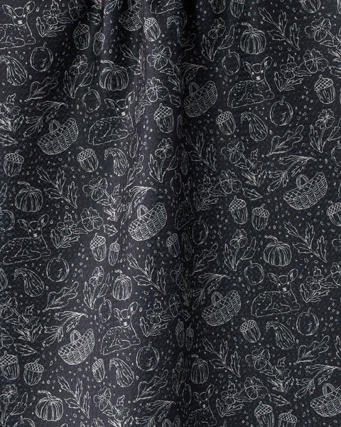 Cozy Flora Tea Towel: Black