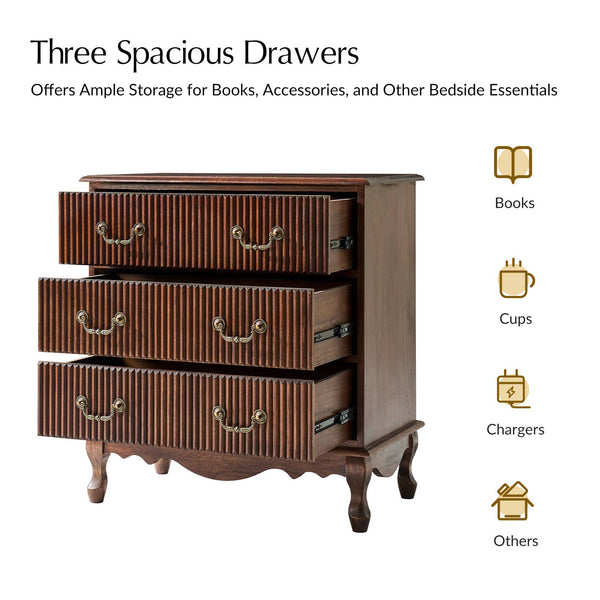 Cedar 3-Drawer Nightstand: Charcoal