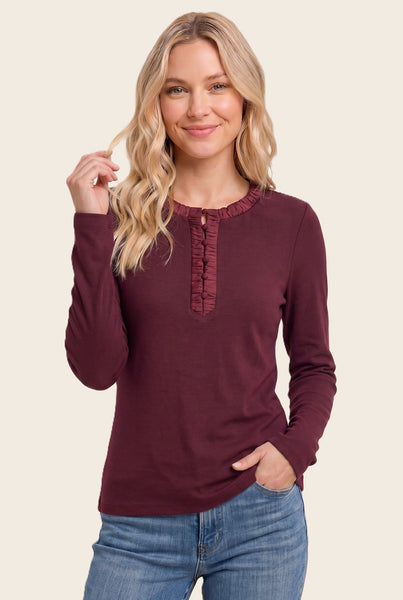 Mona Button Neck Solid Top