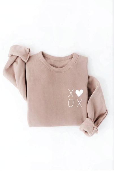 XOXO Heart Graphic Sweatshirt: HEATHER DUST