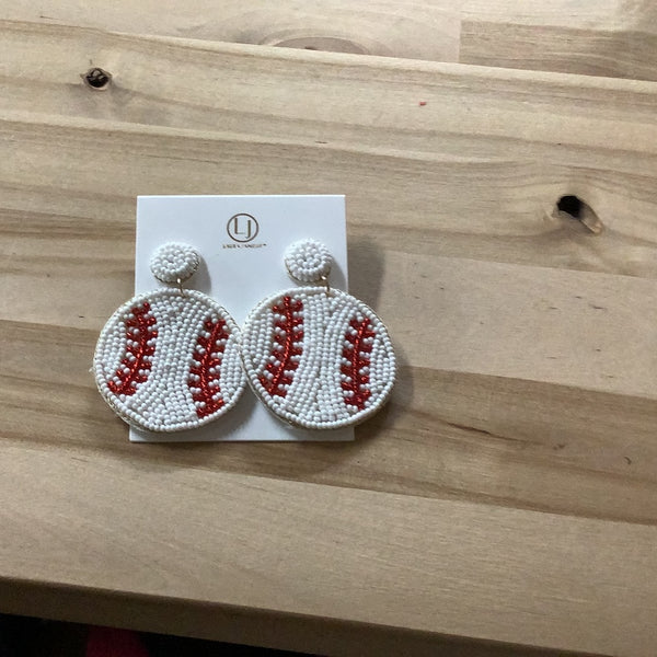 Beaded Baseball Earrings