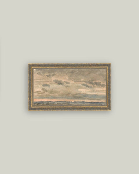 Sunset Sky Framed Antique Art: 30x16