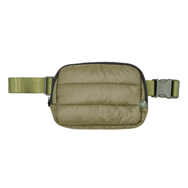 Olive Puffer Belt Bag