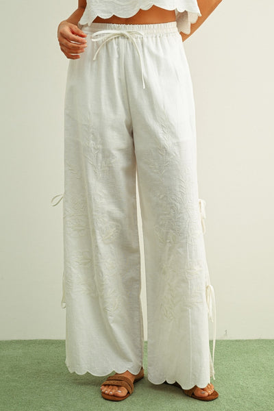 Andrea Scalloped Edge Side Tie Pants