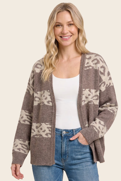 Jane Leopard Striped Cardigan
