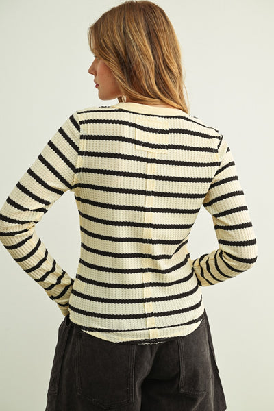 Whitney Waffle Fabric Long Sleeve Top
