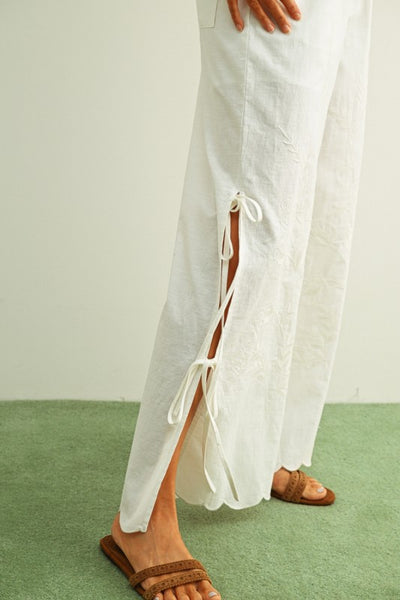 Andrea Scalloped Edge Side Tie Pants