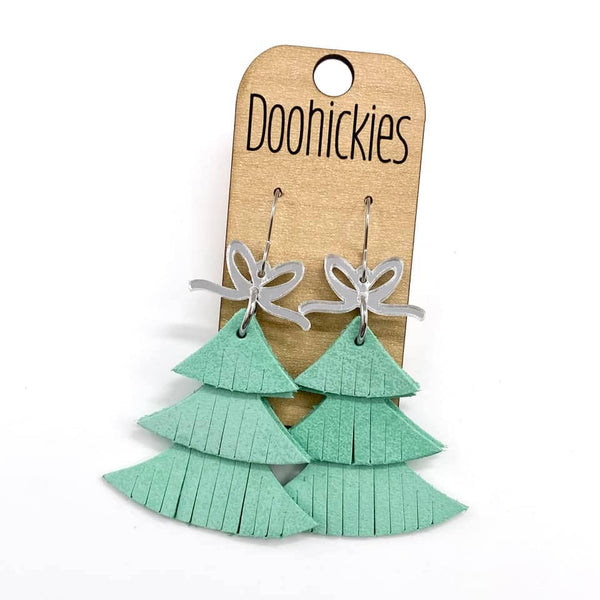 Mint Shimmer Fringe Tree Earrings
