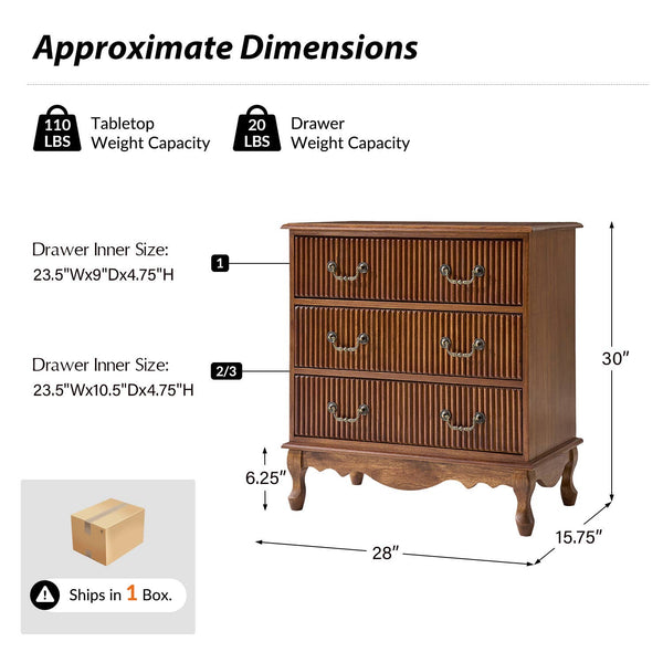 Cedar 3-Drawer Nightstand: Charcoal