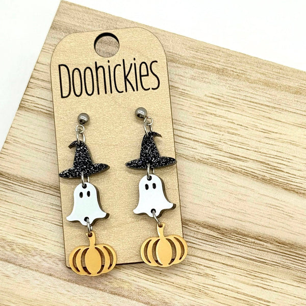 Spooky Trifecta Dangle Collection - Halloween Earrings: Witch Hat