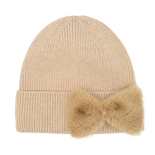 Faux Fur Ribbon Beanie