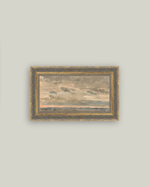 Sunset Sky Framed Antique Art: 30x16