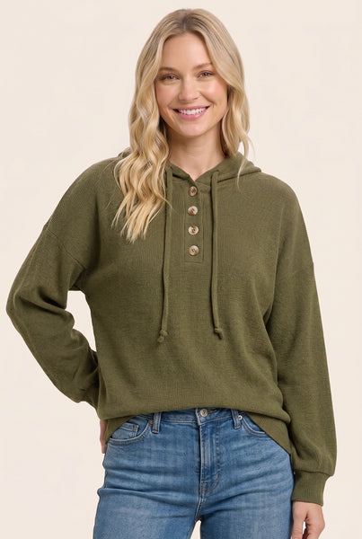 Miranda Half Button Hoodie Top