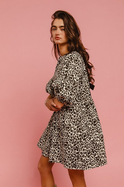Brittany Leopard Denim Dress