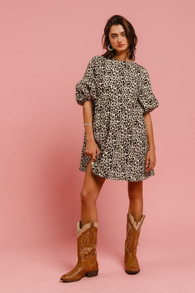Brittany Leopard Denim Dress