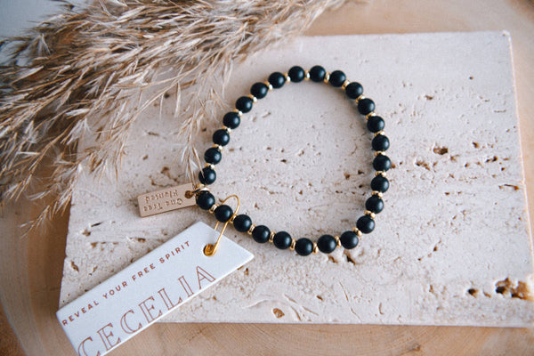 Genuine Gemstone and Gold Spacer Bead Bracelets : Artistic Jasper