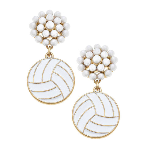 Volleyball Pearl Cluster Earrings