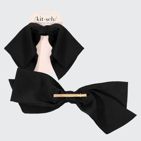 Black Fabric Hair Bow