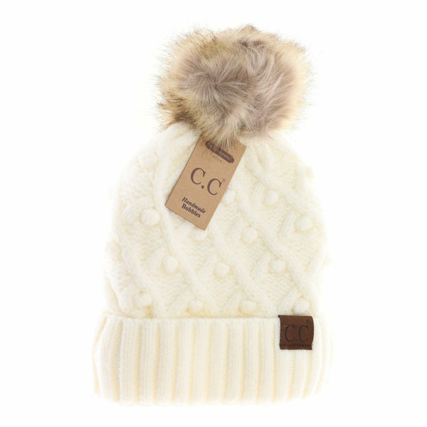 Bobble Knit Moss Beanie