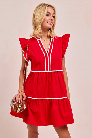 Leslie Red Ruffle Dress