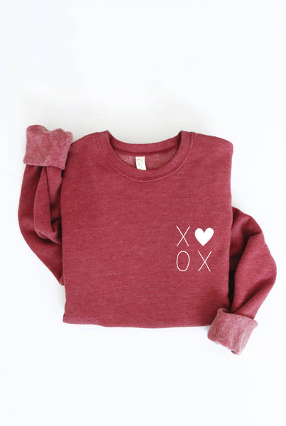 XOXO Heart Graphic Sweatshirt: HEATHER DUST