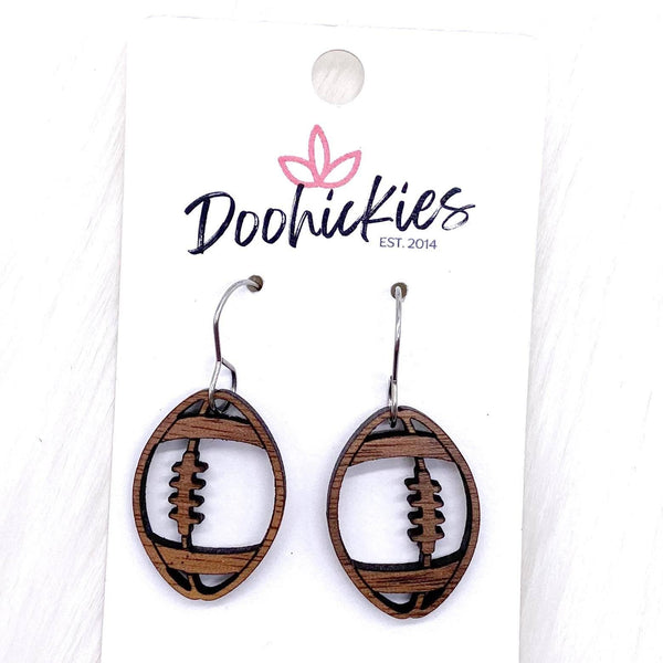 1.5" Wood Cutout Football Earrings