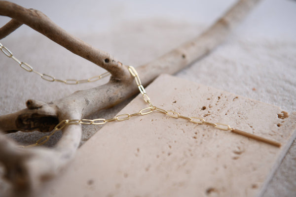 Gold Bar Paperclip Chain Necklace