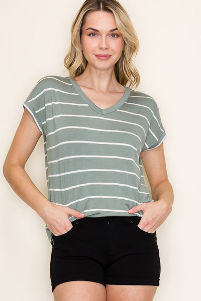 Whitney Striped Jersey Top