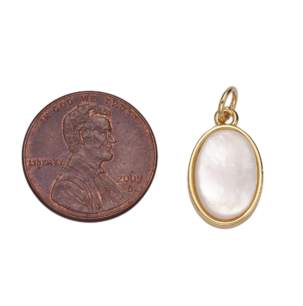 Oval Pearl Bezel Charm