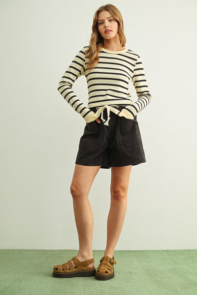 Whitney Waffle Fabric Long Sleeve Top