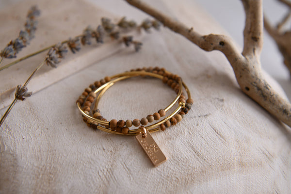 Bamboo Agate Triple Wrap Bracelet