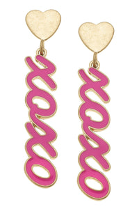 XOXO Script Heart Earrings