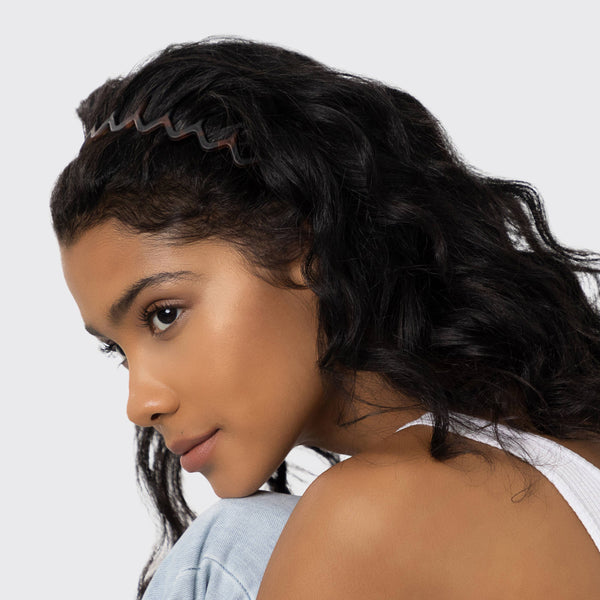 Black/Tort Plastic Zig Zag Headband 2pc