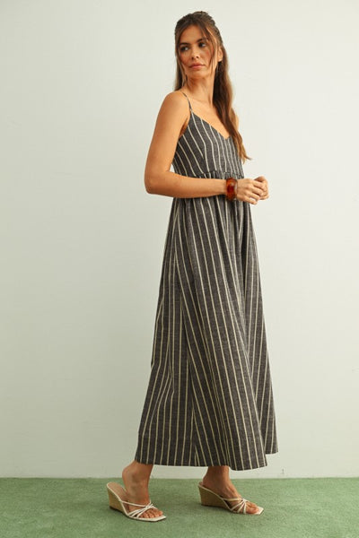 Audrey Stripe Pattern Long Dress
