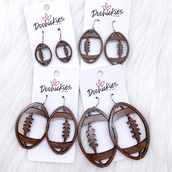 2.5" Wood Cutout Football Earrings