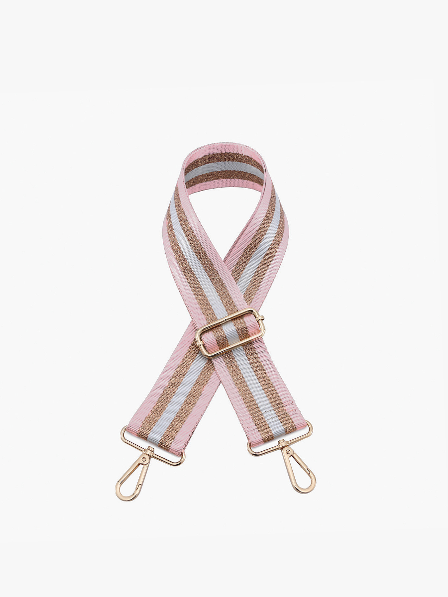 Pink/Gold Striped Guitar Strap