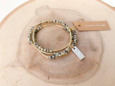 Dalmatian Jasper Triple Wrap Bracelet