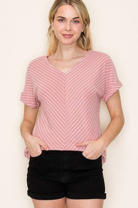 Patty Striped V-Neck Top